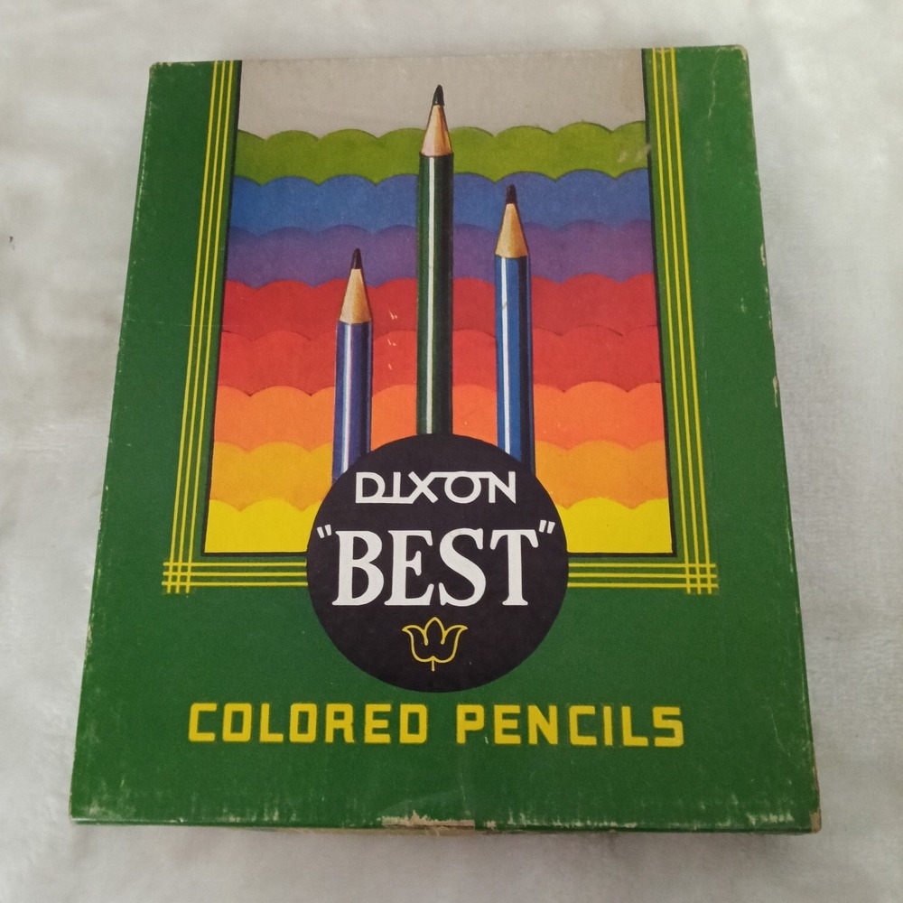 Vintage Dixon Best Colored Pencils 3 Dozen Unsharpened Blue Green Yellow USA